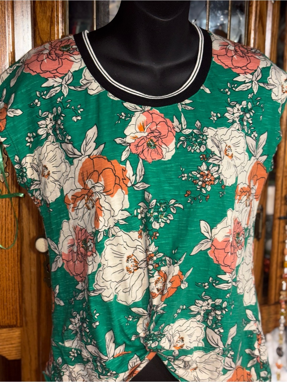 Anthropologie Yardley Green Floral Top small - Picture 2 of 10